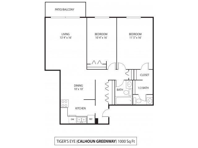 The Calhoun Greenway Tiger Eye Floor Plan The Calhoun Greenway Apartments in Minneapolis, MN 2 Bedroom 1.5 Bath