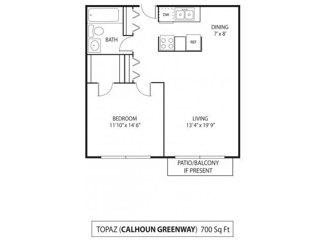 The Calhoun Greenway Topaz Floor Plan The Calhoun Greenway Apartments in Minneapolis, MN 1 Bedroom 1 Bath