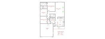 Willow Duplex 3 bedroom 2 bathroom 1,260 Sq.Ft. floor plan A  at Hawthorne Properties, Lafayette, IN 47905