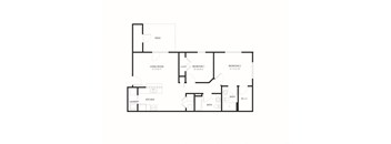 2 Bedroom 2 Bathroom Floor Plan 986 Sq.Ft. at Murdock Gardens, Lafayette, IN 47904