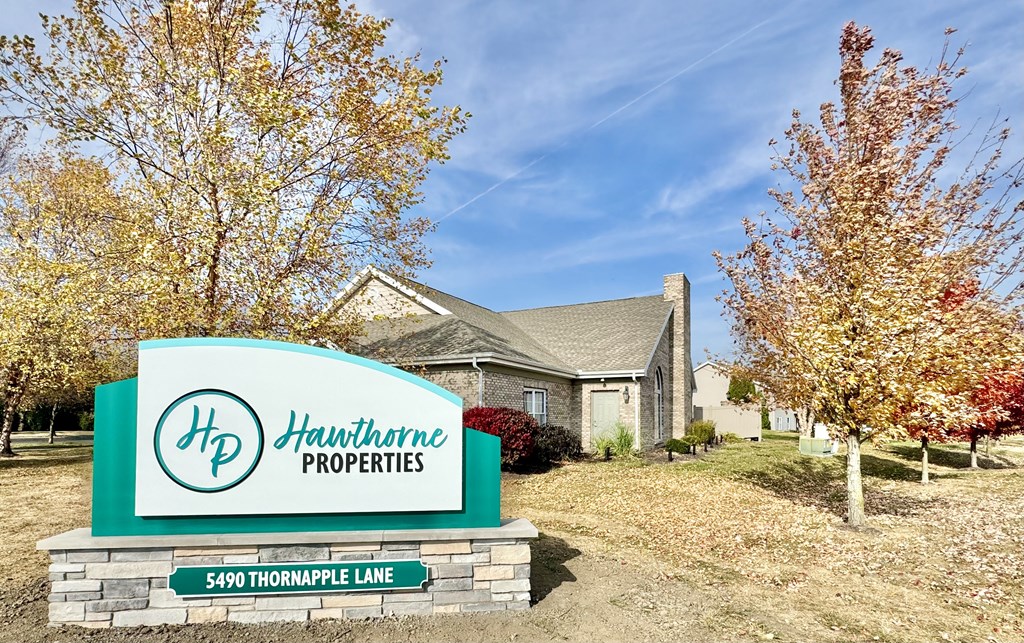 Property signage at Hawthorne Properties in Lafayette, IN 47905