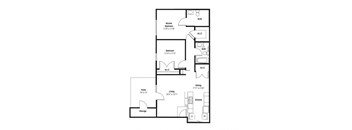 Cherokee Two Bedroom two bathroom floor plan at Shenandoah Properties in Lafayette, IN 47905