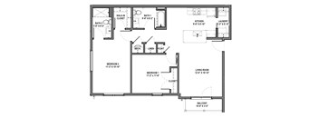 A black and white image of a floor plan for a house.