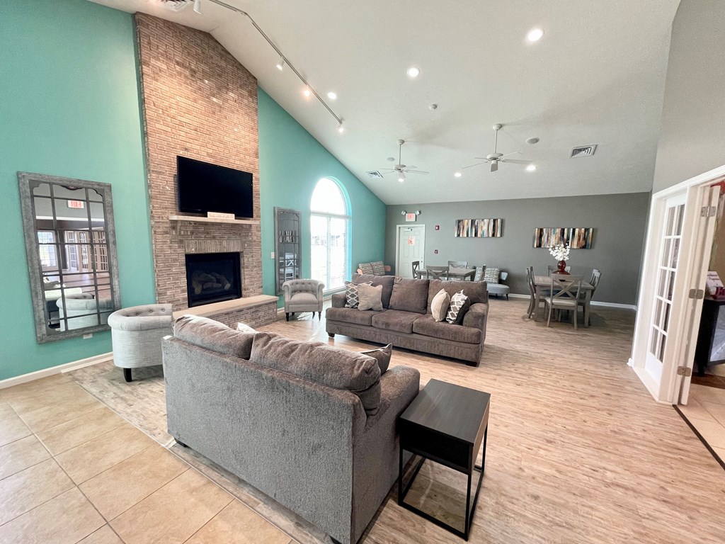 Clubroom With Fireplace at Hawthorne Properties, Lafayette, IN 47905