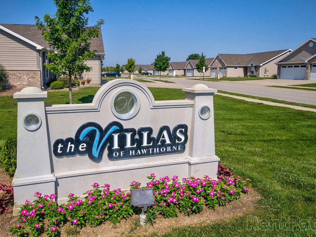 Entrance to Hawthorne Villas (Duplex Homes) at Hawthorne Properties, Lafayette, IN 47905