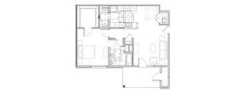 1 Bedroom A 1 Bath 812 Sq.Ft. Floor Plan at Murdock Gardens, Lafayette, IN 47904
