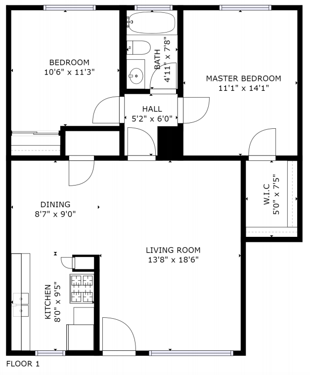 Two Bedrooms, One Bathroom
