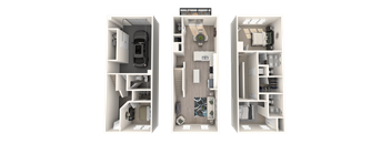 a 3d floor plan of a592592 furnishing roommates in an apartment