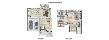 a floor plan of a home that is split into two different floors