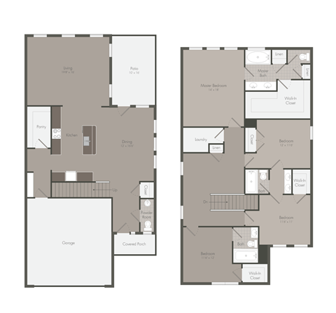 a floor plan of two different floors of a building