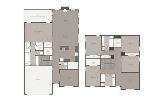 a floor plan of two different floors of a building