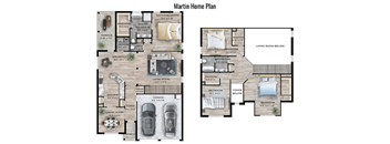 two floor plans of the home plan with two bedrooms and two baths