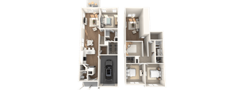 a floor plan of a house with two different views of it