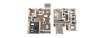 a floor plan of a house with a car and a garage