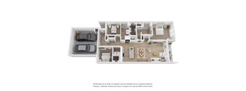 a stylized 3d floor plan of a house