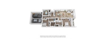 a stylized 3d floor plan of a house