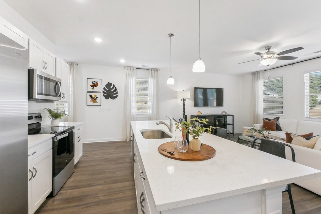 Modern white kitchen with abundant counter space