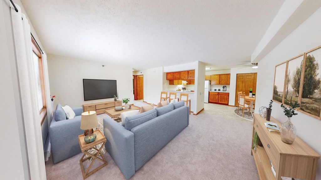 a living room with a couch and a television