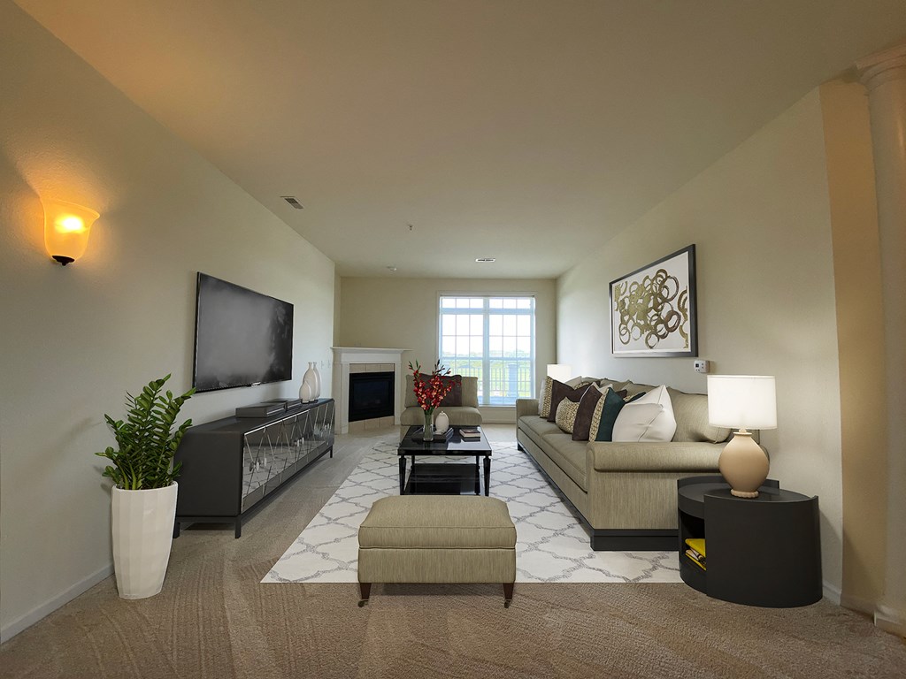 a living room with a couch and a television