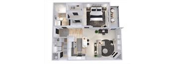 a bedroom with a bed and a chair in a room