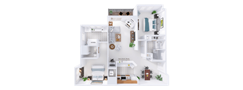 a floor plan of a house with bedrooms and a living room