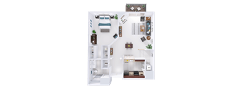 a floor plan of a house with a bedroom and a living room