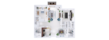 a floor plan of a house with a bedroom and a living room