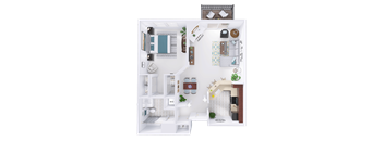 a floor plan of a house with a bedroom and a living room