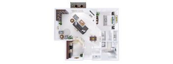 a floor plan of a house with a bedroom and a living room