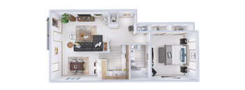 a floor plan of a house with a bedroom and a living room