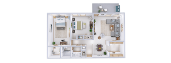 a floor plan of a house with a bedroom and a living room