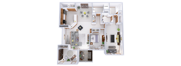 2 Bedroom 2 Bath + Den Upper (B)