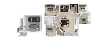 a floor plan of a house with a car and a garage
