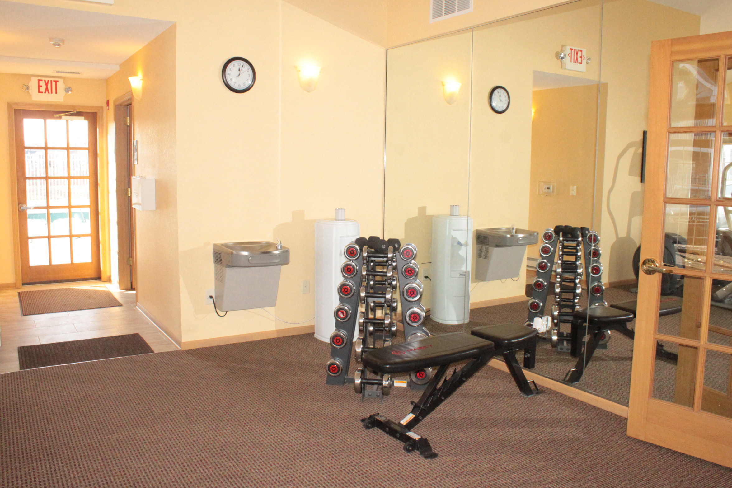 Updated 24-hour fitness center.