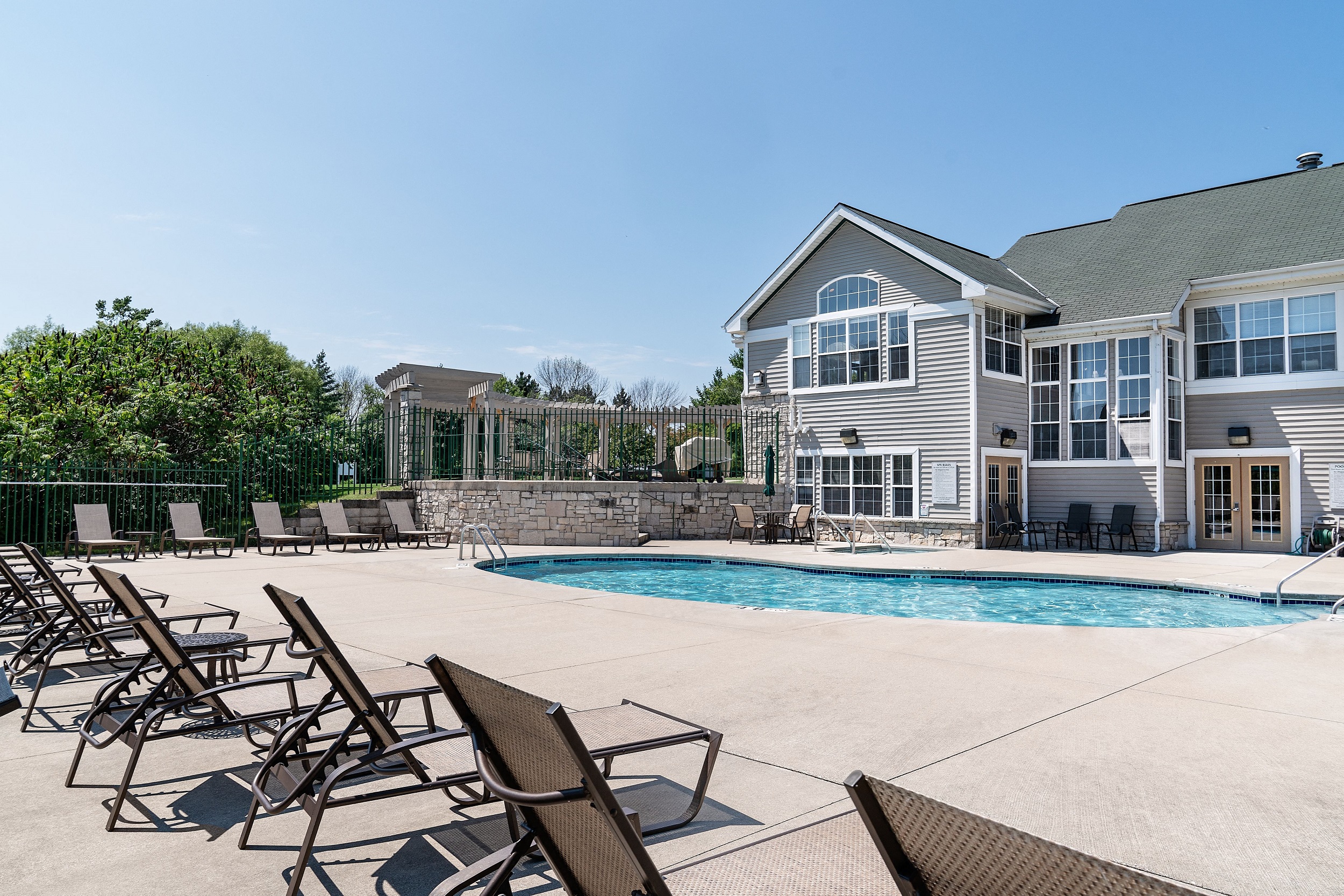 Heated outdoor pool, perfect for those hot, humid Wisconsin summers