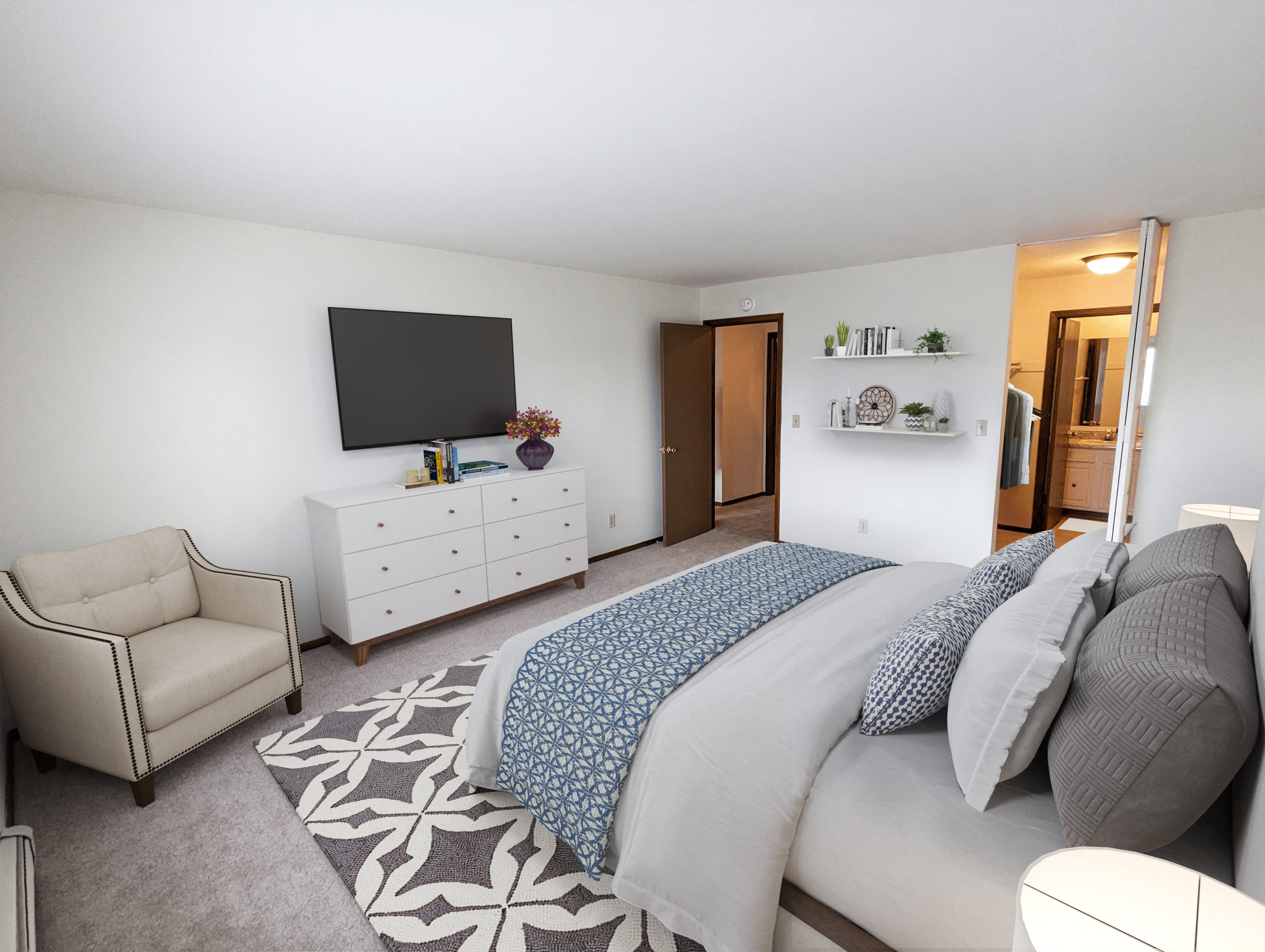 Master bedroom with attached bath in all 2 bedroom apartments