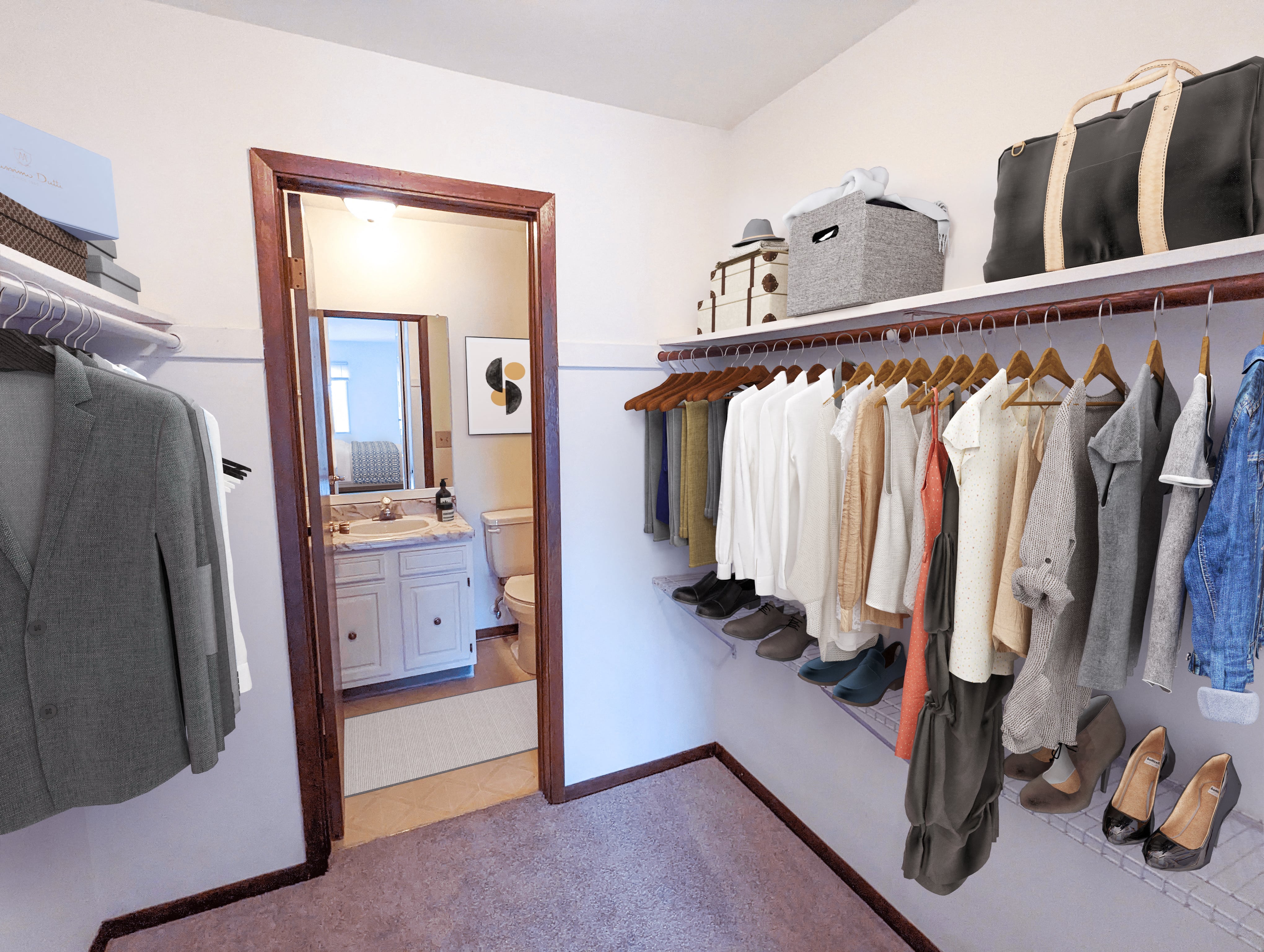 Large walk in closet offered in all 2 bedroom apartments