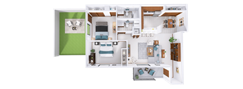 a 3d rendering of a floor plan of a house