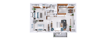 a 3d rendering of a floor plan of a house