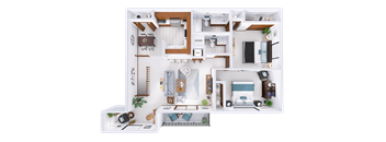 a 3d rendering of a floor plan of a house