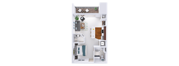 a floor plan of a house with a bedroom and a living room