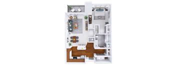 a floor plan of a house with a bedroom and a living room