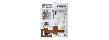 a floor plan of a small apartment with a bedroom and a living room