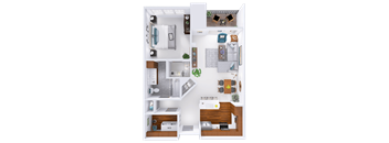 a floor plan of a house with a bedroom and a living room