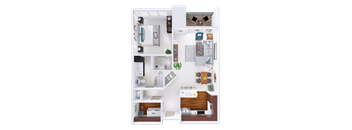 a floor plan of a house with a bedroom and a living room