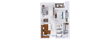 a floor plan of a house with a bedroom and a living room