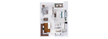 a floor plan of a house with a bedroom and a living room