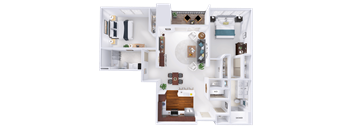 a 3d rendering of a floor plan of a house
