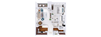 a floor plan of a house with a bedroom and a living room