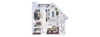 a floor plan of a house with a bedroom and a living room